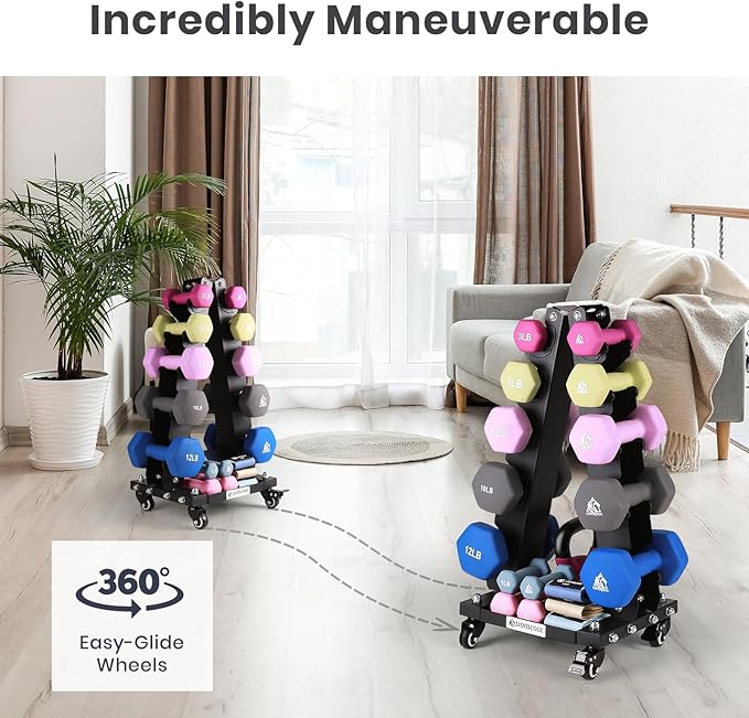 LIONSCOOL Premium Solid Steel Dumbbell Rack Stand Only, A-Frame Portable Weight Storage Organizer with Optional Tray and Wheels, Perfect for Home Gym Fitness Storage (200LBS/300LBS/700LBS Weight Capacity Available)