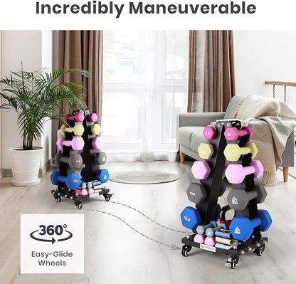 LIONSCOOL Premium Solid Steel Dumbbell Rack Stand Only, A-Frame Portable Weight Storage Organizer with Optional Tray and Wheels, Perfect for Home Gym Fitness Storage (200LBS/300LBS/700LBS Weight Capacity Available)