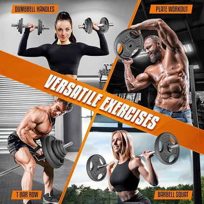 Yes4All Standard 1-Inch Grip Weight Plates, Cast Iron with Multiple Sizes from 2.5 lb to 35 lb for Strength Training, Weightlifting & Muscle Toning