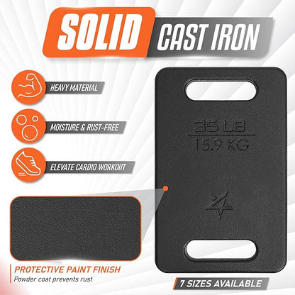 Yes4All Ruck Weight Plate, Cast Iron Rucking Plates with Wide Grip for Swings, Squat, Strength, Weighted Vest Training - Multiple Rucking Weights: 10LB to 45LB