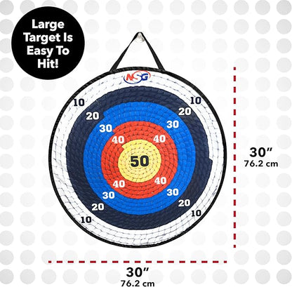 NSG Target Toss Large Dart Board for Kids 30in Giant Kids Dart Board Double Sided Game Set for Indoor and Outdoor Fun with 12 Sticky Balls and Carry Bag