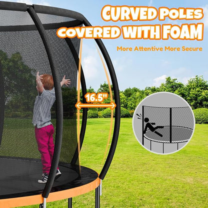 14FT & 16FT Trampoline for Kids & Adults, Big Round Trampoline with Basketball Hoop, Sprinkler & ASTM Certified