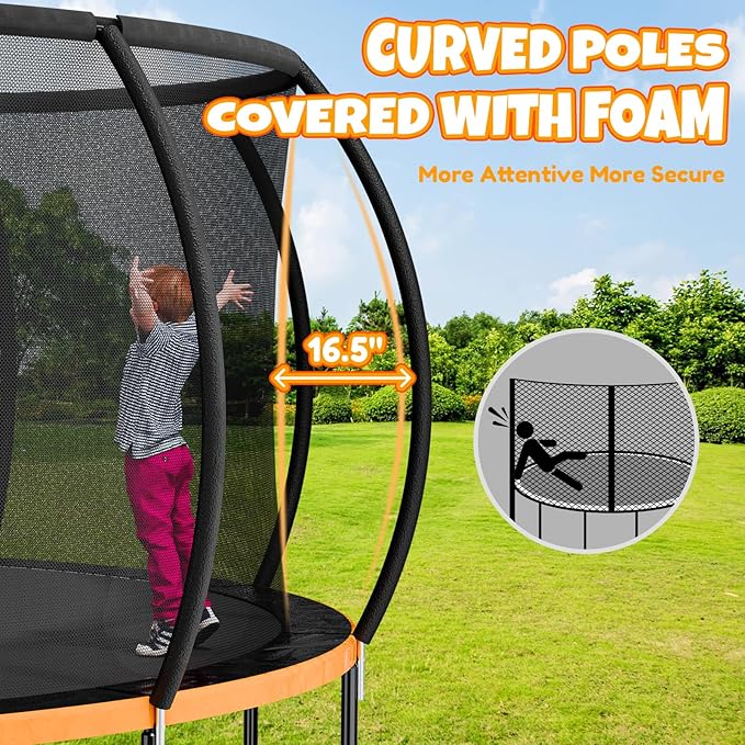 14FT & 16FT Trampoline for Kids & Adults, Big Round Trampoline with Basketball Hoop, Sprinkler & ASTM Certified