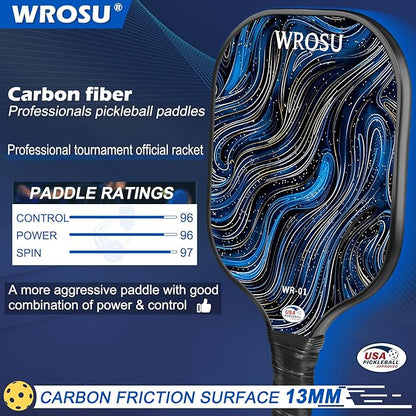 Carbon Fiber Pickleball Paddles Set of 4 or 2 Rackets,USAPA Approved Carbon Fiber Surface Pickle Ball Equipment Sets PP Honeycomb Core Pickleball Rackets & Accessories for Men,Women,Kids,Adults