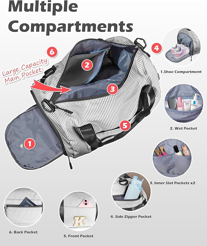 5 6 7 8 9 10 Year Old Girls Birthday Gift, Girl Gym Bag, Kids Monogram Overnight Duffel Bags with Shoe Compartment, Personalized Travel Bag with Makeup Pouch, Trip Gifts for Teen (Letter Q)