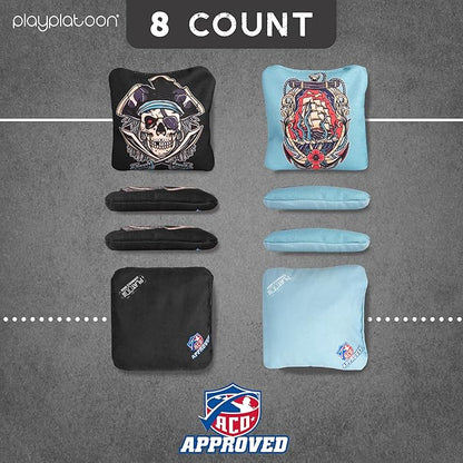 Play Platoon Cornhole Bags Set of 8 Regulation Professional Corn Hole Bean Bags ACO Approved, Competition Weight, Slick and Stick