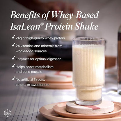 IsaLean Protein Shake Complete Superfood Meal Replacement for Maintaining Healthy Weight and Lean Muscle Growth with 24 Vitamins and Minerals-29.6 oz - 14 Meal Canister Natural Creamy Vanilla