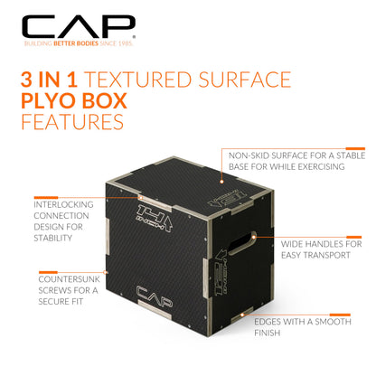 CAP Barbell 3-in-1 Rubber Textured Plyometric Box 16in x 14in x 12in
