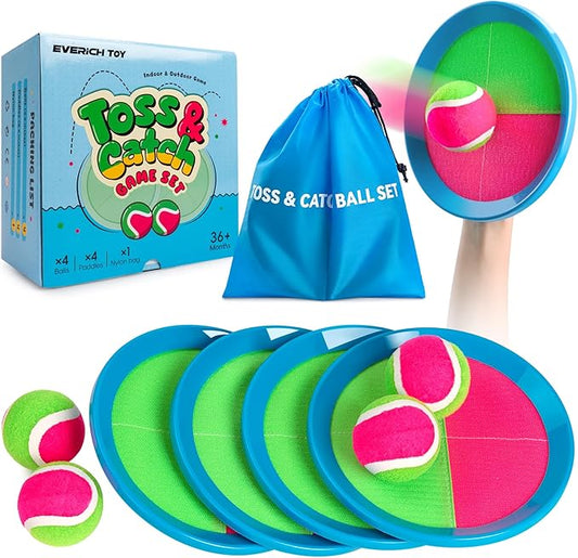 EVERICH Upgraded Toss and Catch Ball Game Set - Indoor and Outdoor Games for Kids 3-12, Beach Sand