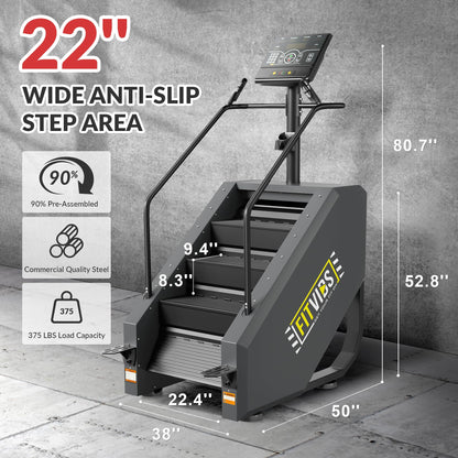 Fitvids Stair Stepper Machine, Commercial Grade Stair Climber with 15 Resistance Levels, Continuous
