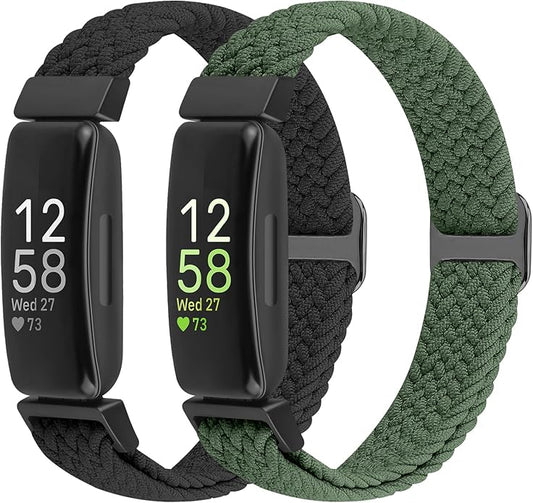 Elastic Braided Watch Band Compatible with Fitbit Inspire 3/Inspire 2/Inspire/Inspire HR/Fitbit ace 3/Ace 2, Adjustable Stretchy Strap Sport Nylon Loop Replacement Wristband for Fitbit Inspire