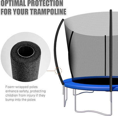 2PCS Trampoline Curved Poles, Universal Trampoline Replacement Enclosure Poles to Fit 8-16FT Curved Pole Frame, Includes Foam Sleeve and Hardware with 2 Installation Options