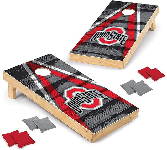 Wild Sports NCAA College 2' x 4' Wood Direct Print Tournament Cornhole Set, 8 Bean Bags, Vintage