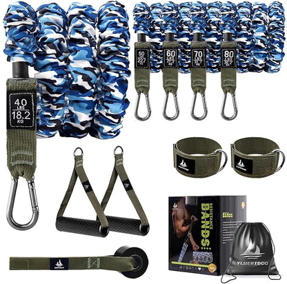 Resistance Bands, Exercise Elastic Bands Set, 40Lb To 80Lb Workout Bands with Handles Protective Sleeves Door Anchor Ankle Strap, Resistance Bands for Working Out With Handles - up to 300Lbs YLUERTDOO