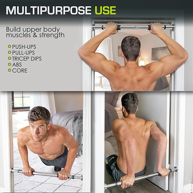 ProsourceFit Wall-Mounted Pull-Up/Chin-Up Bar, Heavy Duty 300 lb. Capacity, Black