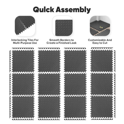 32 Pack 128 sqft Home Gym Mat, Puzzle Exercise Mat, EVA Interlocking Foam Floor Tiles for Home