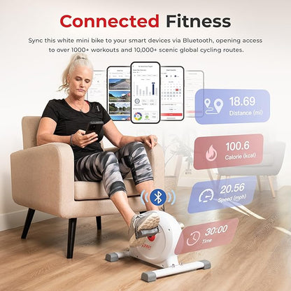 Sunny Health & Fitness Smart Under-Desk Bike Exerciser, Low-Impact Cardio Cycling Equipment for Home/Office, Mini Paddler for Arm/Leg Mobility Training, Free SunnyFit App Connect, Optional Motorized