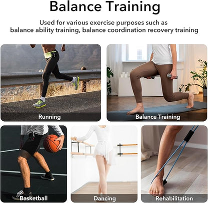 Single Leg Balance Board - Ankle Strengthener for Sprained, Wood Foot Trainer with non-slip pads for Plantar Fasciitis Relief, Posture Correction, Calf Stretching and Balance