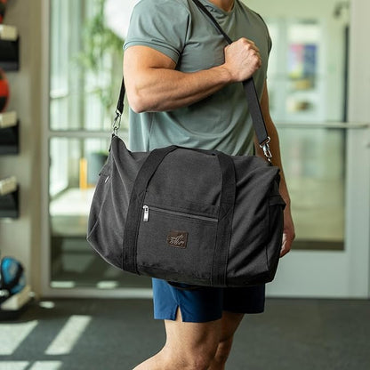 Duffle Bag ??Multipurpose Canvas Bag for Travel, Gym, Weekender, Carry On & More ??Durable, Spacious, Unisex Overnight Bag for Men & Women ??Perfect for Sports, and Everyday Use (Black)