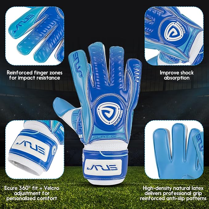 Soccer Goalkeeper Gloves with Finger Protection to Prevent Injuries, Strong Grip for Tough Tackles, Breathable Goal Keeper Gloves for for Kids, Youth and Adult