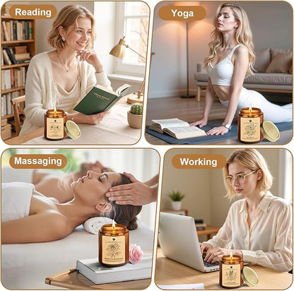 WarmEmbrace Lavender Candles, 4-Pack Scented Candle Set for Women, 7.6 oz Natural Organic Soy Wax in Glass Jar, 160 Hours Long-Lasting Burn, Perfect for Mom Girl Friend Birthday Gifting (4 Fragrance)