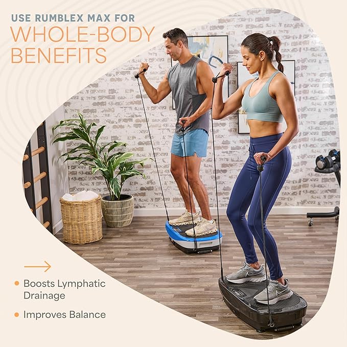 Lifepro Rumblex Max 4D Black Vibration Plate Exercise Machine with Loop Resistance Bands for Home Fitness Shaping Training Recovery Tone & Strength
