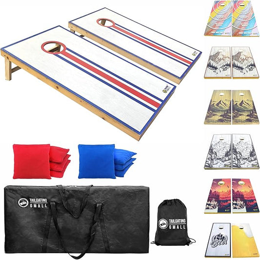 Cornhole Board Set 4FTx2FT Solid Wood Regulation Size Cornhole Set Includes 8 Cornhole Bags for