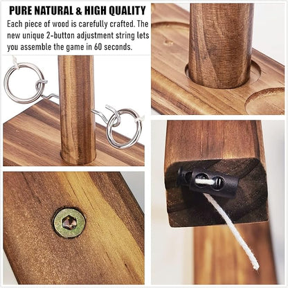 Hook and Ring Game with Shot Ladder, Ring Toss Game for Adults, Wooden Ring Hook Tossing Game Yard Games, Indoor Outdoor Games for Adults Party, Home, Patio