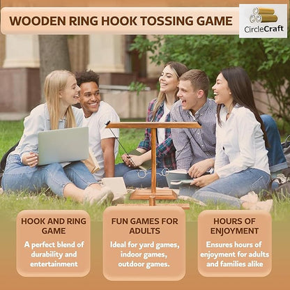 Ring Toss Game for Adults, Hook and Ring Game, Swinging String Hook & Ring Tabletop Battle Game, Outdoor & Indoor Game, Patio Décor Party Bar Game, Wooden Ring & Hook Game, Fun Games for Adults