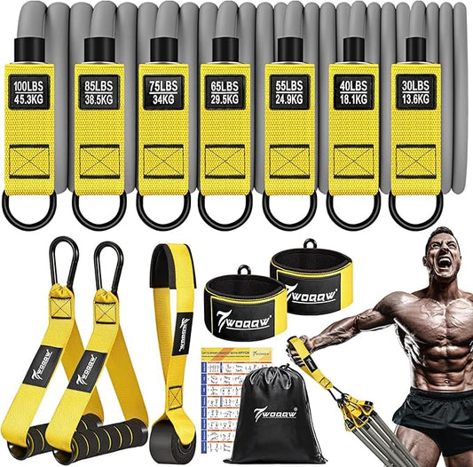 Heavy Resistance Bands for Working Out, 350lbs/450lbs Exercise Bands with Handles, Workout Bands Set for Men, Fitness Weight Bands for Muscle Strength Training, Stretching, Slim, Home Gym Equipment