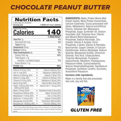 Pure Protein Protein Shake, 30g Complete Protein, Ready to Drink and Keto-Friendly, Vitamins A, C, D, and E plus Zinc to Support Immune Health, 11oz Bottles, 12 Pack, Variety Pack