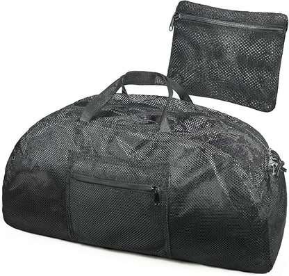 Tactical Mesh Luggage bag,50L Foldable duffel Pack,Large Capacity Range Bag For Hunting Shooting Travel Climbing Sports Gym (BK)