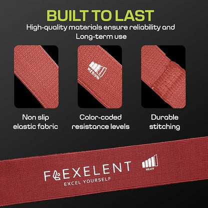 Fabric Resistance Bands for Working Out with 5 Strength Levels - Extra Light to Extra Heavy, Thick Resistance Workout Bands for Legs, Glutes, Hip, Stretching, Strength Training, and Physical Therapy