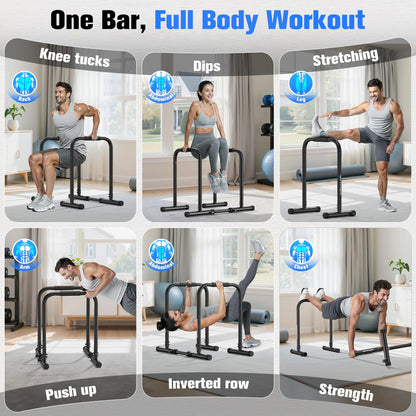 Sportsroyals Adjustable Dip Bar for Home,400lbs Cap Calisthenics Equipment