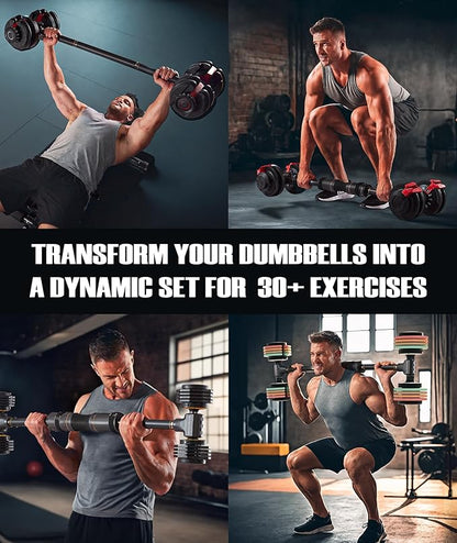 Flexible Dumbbell Converter - 260 LBS Weight Capacity Adjustable Alloy Steel Bar丨Convert Dumbbells to Barbell, Enhanced Compatibility for Wide Range of Dumbbells for Home Weight Lifting