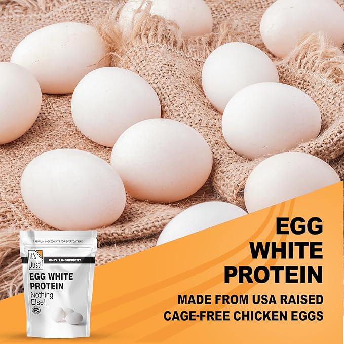 It's Just! - Egg White Protein Powder, Dried Egg Whites Protein, Meringue Ingredient, Non-GMO, USA Farms (Unflavored, 20oz)