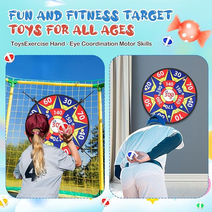 29" Dart Board Game Trampoline Accessories, Toss Game Dartboard with 20 Sticky Balls, Indoor & Outdoor Trampoline, Sport Fun Party Play Toys for Birthday Gifts
