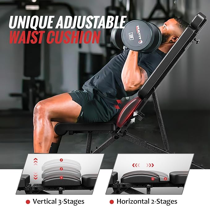 Adjustable Weight Bench for Home Gym with Headrest - Foldable Workout Bench Press, 800lb Capacity for Exercises Incline Flat Decline Sit-Ups