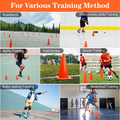 PXZBLG 12pcs Soccer Cones, 7 Inch Soccer Cones, Plastic Traffic Cones, Training Cones for