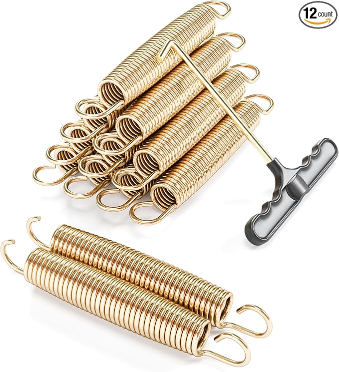 Trampoline Springs Heavy Duty with Swivel & Straight Hooks, Stainless Steel Trampoline Accessories Ideal Spring Replacement, Includes T-Hook Tool