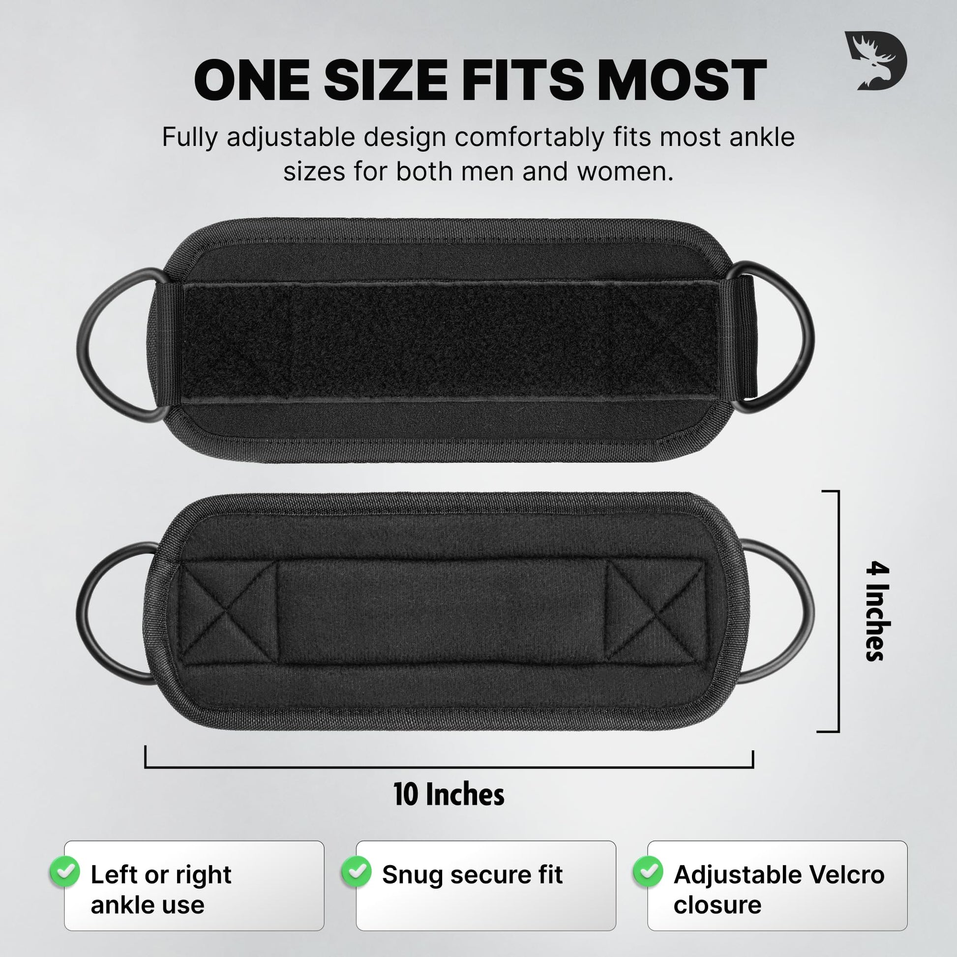 DMoose Ankle Strap for Cable Machine Attachments - Gym Ankle Cuff for Kickbacks, Glute Workouts