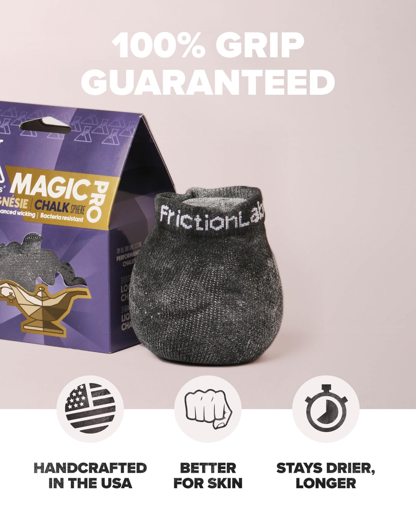 Friction Labs Magic Chalk Ball, Premium Gym Chalk Ball in Refillable Sock