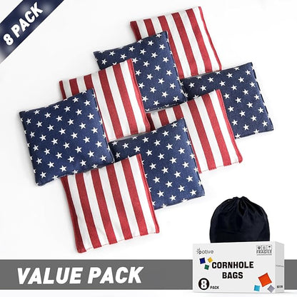 Cornhole Bags Set of 8 Regulation Corn Hole Bean Bags for Cornhole Game, Professional Weather Resistant Corn Hole Bags with Tote Bag