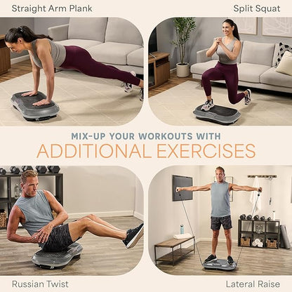 Lifepro Waver Vibration Plate Exercise Machine for Lymphatic Drainage, Muscle Activation, Full-Body Workout Vibrating Platform with Loop Bands, Fitness Equipment for Strength Toning & Fat Loss