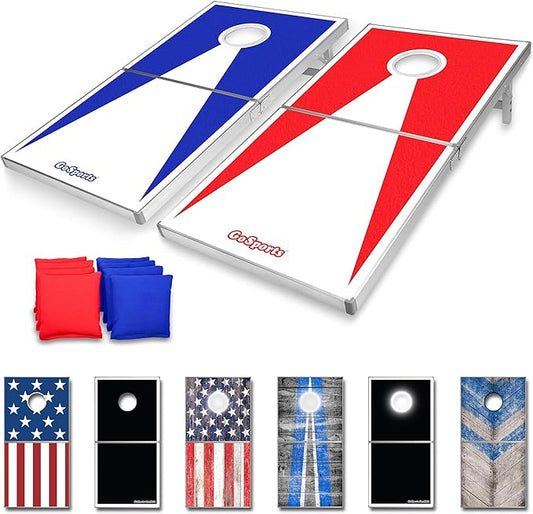GoSports 4 x 2 ft Aluminum Cornhole Game Sets – Choose LED Lights or Standard - Set Includes 2
