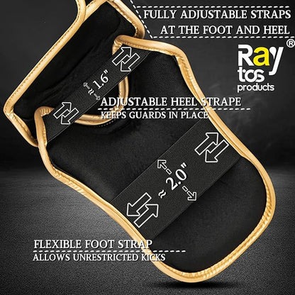 Muay Thai Shin Guards - MMA Kickboxing Leg Instep Protective Pads, Martial Art Sparring Gear for BJJ Karate Boxing Taekwondo Training, Men Adults Kids Children