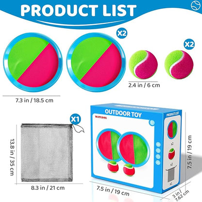 Toss and Catch Ball Game Set, Beach Outdoor Toys for Kids Boys with Paddle, Balls and Storage Bag, Yard Backyard Outside Indoor Toys Games Gifts for Kids Boys Girls Ages 3 4 5 6 7 8 9 10