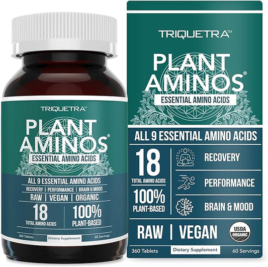 Plant Aminos Organic Essential Amino Acids (EAAs) & BCAA - 100% Plant-Based Raw, Vegan - All 9