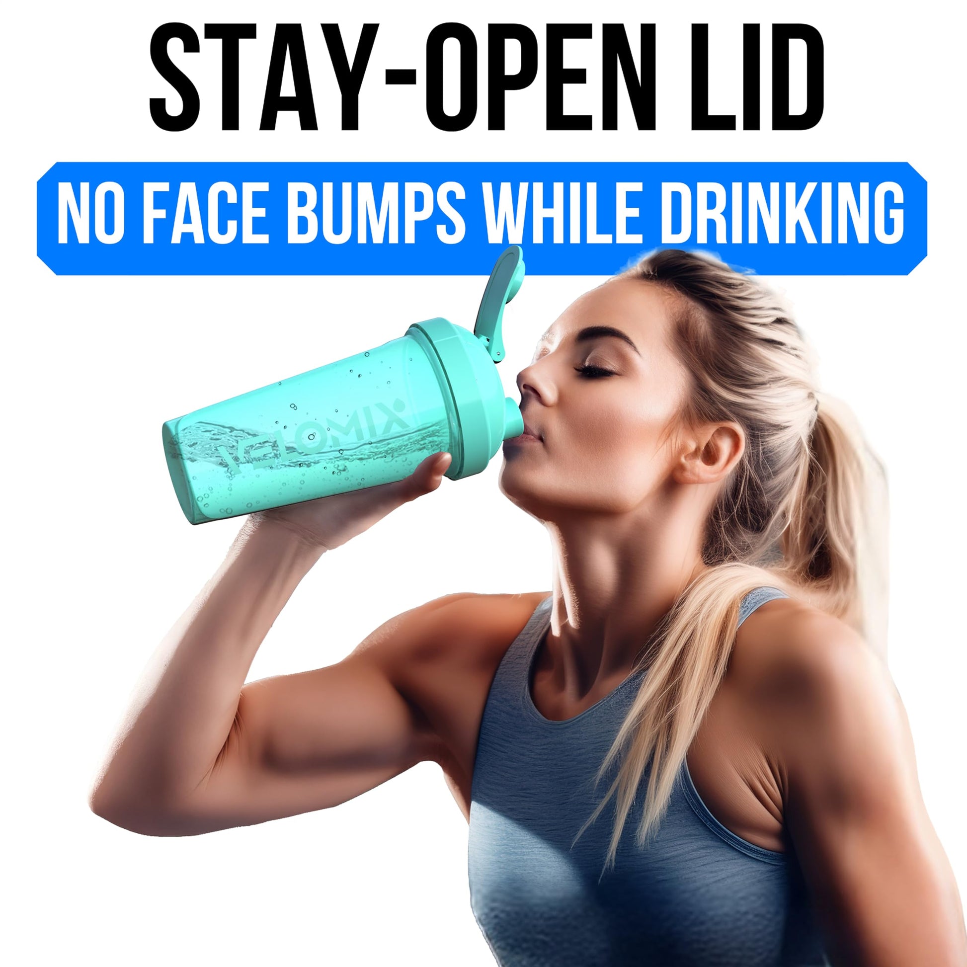 VELOMIX 2 Pack 28oz Protein Shaker Bottle for Protein Mixes, Pink/Turquoise