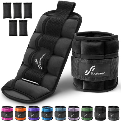 Sportneer Adjustable Ankle Weights, 2-7 lb per Pair, Removable Weights